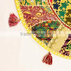 Indian Ethnic Bohmian Round Floor Pillow Floor Seating Cushions Meditation Decor Rajasthani Pillows thumbnail-5