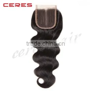 Human Hair Weave Lace Closure Peruvian Silk Body Wave Closure Middle Part Closure thumbnail-3