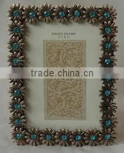 Jewel in Flower Decorated Metal Zinc Alloy Photo Frame for Home Decoration thumbnail-3