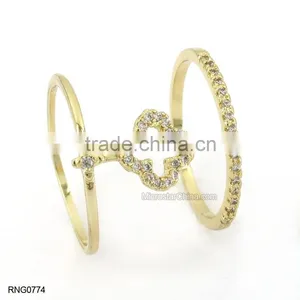 2015 Latest Design Diamond Copper Ring Plated Gold Wedding Ring Supplier thumbnail-4