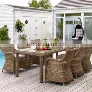 Garden Swimming Pool Wicker Dining Set thumbnail-1