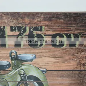 Vintage Metal Wood Wall Painting Hanging Decor thumbnail-2