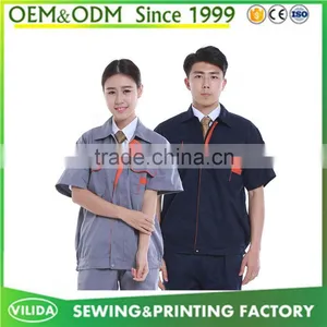 Hot Selling 100% Polyester Short Sleeves Durable Construction Worker Uniform thumbnail-1