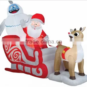 Christmas Inflatable Santa With Snow Monsters Sleigh Reindeer thumbnail-1