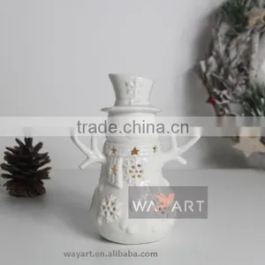 Lovely Christmas Snowman Lanterns Ceramic Snowman Candle Holders thumbnail-4
