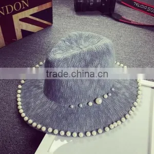 2016 Latest Pearl Design Beach Sun Hats Hot Sale Original Cheaper Sale Ladies Hat Wholesale China thumbnail-2