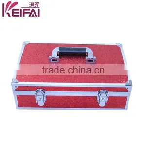 Custom Logo Lockable Hardshell Red Pu Makeup Case With Compartments With Mirror thumbnail-6