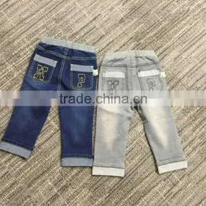 100% Cotton Twill 12OZ Children Kids Baby or Adult Blue Vintage Boys Denim Jeans Emboridery Pants thumbnail-2