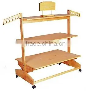 Custom Double Side Floor Slatwall Retail Store Display/wood Hat Display Rack/wood Display Stand thumbnail-1