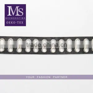 High Quality 3.3cm Width Black Leather Eyelet Trims for Shoes Wholesale thumbnail-1
