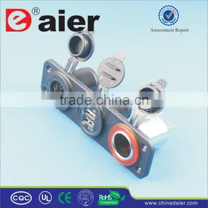 Panel Mounted 12V Car Cigarette Lighter Socket Dual USB Charger Socket Power Adapter Outlet Splitter thumbnail-1