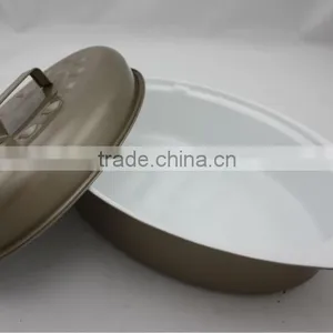 Cookware Chicken White and Black Ceramic Roaster Pan thumbnail-4