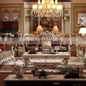 Palace Classic Hand Carved Wooden Upholstery Living Room Sofa Set Furniture(MOQ=1 SET) thumbnail-5