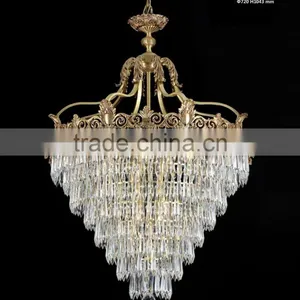 Rococo Style Crystal & Golden Brass Chandelier For Living Room Hotel Hall/ Elegant Crystal Chandelier Decorated Pendant Lamp thumbnail-5