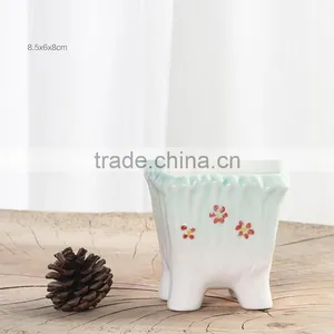 Cute Handmade Small Blue Indoor Ceramic Planters for Succulents thumbnail-1