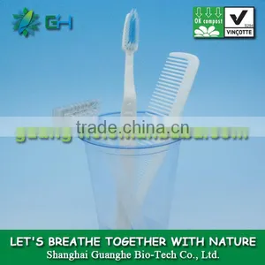 Biodegradable Disposable PLA/polylactic Acid Plastic Comb,toothbrush and Razor for Hotel thumbnail-1