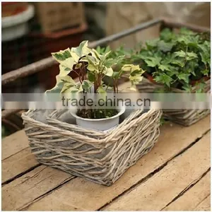 100%Handmade Natural Plastic Lined Wicker Baskets for Plants Flower Plant Pot Flower Plant Basket thumbnail-2