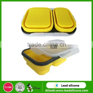 Convenient Collapsible Rectangle Sealed Lunch Box ,Food Grade Silicone Lunch Box thumbnail-2