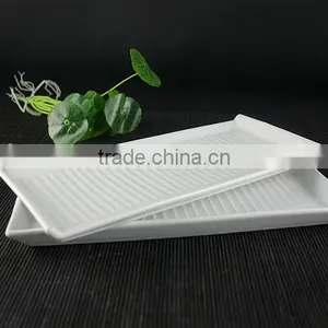 Hotel Rectangle Embossing White Ceramic Plate and Tray thumbnail-5