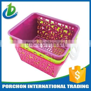 Brigt Colorful Small Handle Plastic Rectangle Basket thumbnail-1