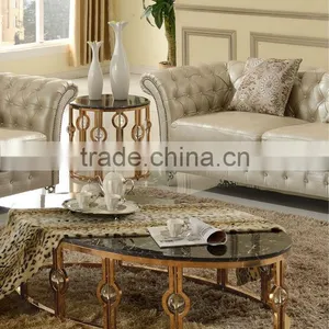 2016 Modern Deluxe Coffee Table Golden Plated for 5star Hotel Lobby B818G thumbnail-1