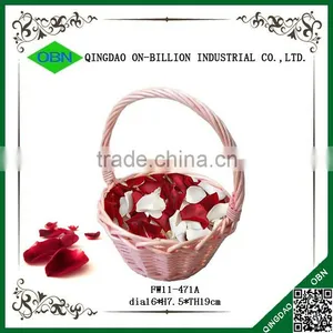 Custom Cheap Small Colored Pink Wicker Decorative Wedding Decoration Baskets thumbnail-1