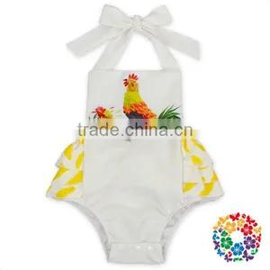 Boutique Girls Summer Backless Ruffle Halter Playsuit White Flower Kids Jumpsuit thumbnail-6