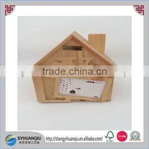 House Type Handmade and Solid Wood Material Wooden Money Box thumbnail-3