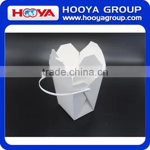 16oz /26oz /32oz Disposable White Paper Food Packing Box With Plastic Handle,waterproof and Oilproof thumbnail-3