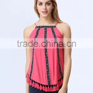 New Design China Clothing Manufacturers Petite Tassels Top For Women thumbnail-3