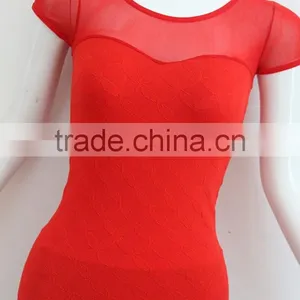 Ladies Red Short Sleeve T-shirt With Mesh in Shoulder Part thumbnail-1