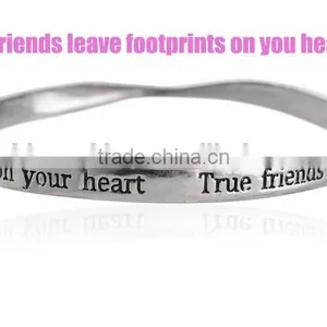 Custom Inspired Words Bangles Bracelets Jewelry Saying Phrase Engraved Metal Bangles Bracelets Best Family Friendship Gifts thumbnail-1