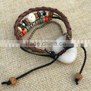 Zm35322a Wholesale Charm Bracelet Women Vintage Leather Bangle thumbnail-4