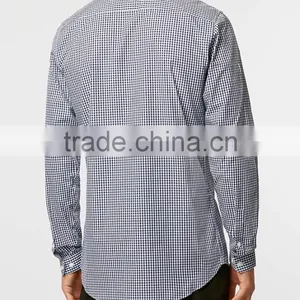 Navy Check Button Down Long Sleeve Smart Shirt thumbnail-5
