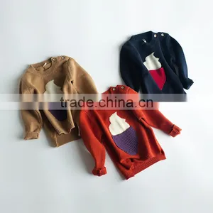 S17700A Wholesale Round Neck Long Sleeve Cotton Knit Kid Sweater thumbnail-5