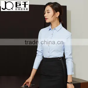 Women Fashion Spring Elegant Light Blue Stripe Blouses Long Sleeve Shirt Work Office Wear Casual Slim Tops Office 2017 thumbnail-3