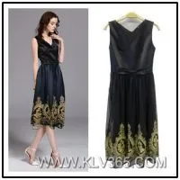 Hot Sale Women Fashion Summer Sleeveless Embroidery Casual Dress thumbnail-1