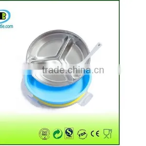 2015 Hot Selling New Round Stainless Steel Children Lunch Box With Divide thumbnail-3