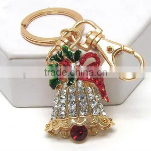 Fashion Wholesale White And Red Crystal Setting Bell Shape Pendant Key Chain thumbnail-1