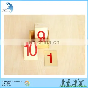 Preschool Wooden Educational Montessori Material EN71 Mathematic Toy Sandpaper Numerals 0-9 in a Display Stand thumbnail-1