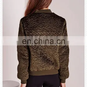 Custom Luxe Khaki Wool Bomber Jacket Winter Wholesale Low Price OEM thumbnail-6