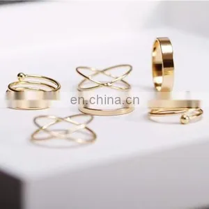 Punk Gold Silver Stack Above Knuckle Ring Band Midi Finger Rings Set 6PCS/Set thumbnail-3
