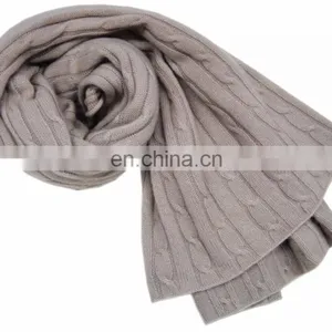 CASHMERE SHAWL IN CABLE KNIT /PASHMINA WOOL IN CABLE KNIT thumbnail-1