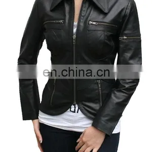 Jacket Manufacturer Latest Fashion Design Black Leather Jackets for Women thumbnail-1