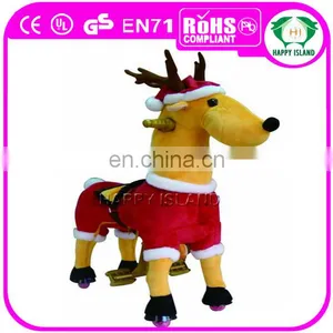 HI Hot Sale Plush Deer Rocking Horse Baby Walker With Wheels thumbnail-1