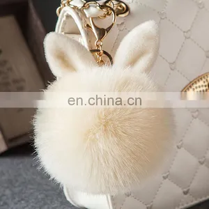 Cute Rabbit Ear Hair Ball Ornaments Fashion Fur Bag Pendant Plush Keychain thumbnail-6