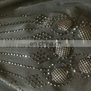 Black Colour Lycra(Stretchable) + Velvet With Stone Button Work & Embroidery Work / Islamic Wear Lycra Burkha Collection thumbnail-4