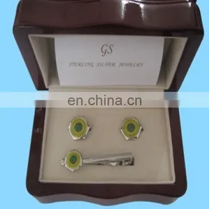 Fashion Black and White Tie Clip Cufflinks Set thumbnail-5