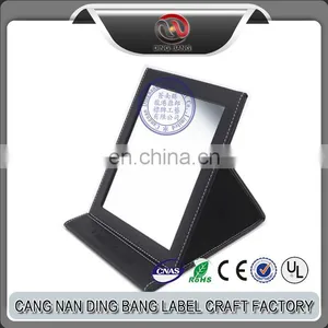 Wholesale Promotion Cheap Custom Embossed Logo Black Color Small/Middle /Large Size Table Mirror Foldable Pu Mirror thumbnail-1