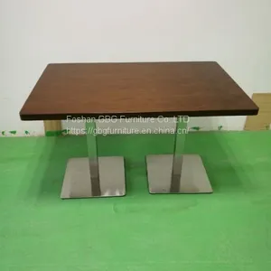 Quality Modern Rectangular Restaurant Table With Solid Wood Table Top in Walnut thumbnail-1